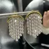 Crescent White Sapphire Chandelier Fringe Earrings