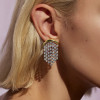 Crescent White Sapphire Chandelier Fringe Earrings