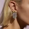 Crescent White Sapphire Chandelier Fringe Earrings