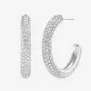 6ctw White Sapphire Paved Classic Arc Hoop Earrings