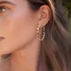Marquise Cut White Sapphire Inside Outside Hoop Earrings