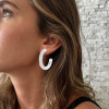6ctw White Sapphire Paved Classic Arc Hoop Earrings