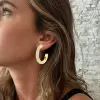 6ctw White Sapphire Paved Classic Arc Hoop Earrings