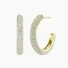 6ctw White Sapphire Paved Classic Arc Hoop Earrings