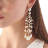36ctw White Sapphire and Pearl Chandelier Earrings