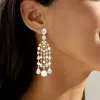36ctw White Sapphire and Pearl Chandelier Earrings