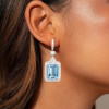 18ctw Emerald Cut Aquamarine Art-deco Drop Earrings