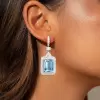 18ctw Emerald Cut Aquamarine Art-deco Drop Earrings