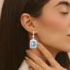 18ctw Emerald Cut Aquamarine Art-deco Drop Earrings