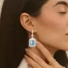 18ctw Emerald Cut Aquamarine Art-deco Drop Earrings