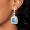 18ctw Emerald Cut Aquamarine Art-deco Drop Earrings