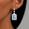 18ctw Emerald Cut Aquamarine Art-deco Drop Earrings