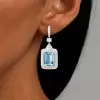 18ctw Emerald Cut Aquamarine Art-deco Drop Earrings
