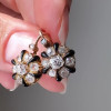 Cushion and Round Cut Vintage Enamel Blossom Earrings