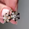 Cushion and Round Cut Vintage Enamel Blossom Earrings