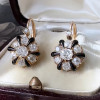 Cushion and Round Cut Vintage Enamel Blossom Earrings