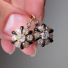 Cushion and Round Cut Vintage Enamel Blossom Earrings