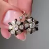 Cushion and Round Cut Vintage Enamel Blossom Earrings
