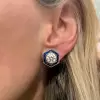 6ctw White and Blue Sapphire Vintage Stud Earrings