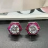 6ctw White and Blue Sapphire Vintage Stud Earrings