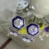6ctw White and Blue Sapphire Vintage Stud Earrings