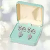 6ctw Paved White Sapphire Bowknot Crown Heart Earrings