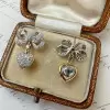6ctw Paved White Sapphire Bowknot Crown Heart Earrings
