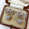 6ctw Paved White Sapphire Bowknot Crown Heart Earrings