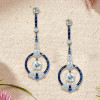 9ctw White and Blue Sapphire Art Deco Drop Earrings