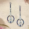 9ctw White and Blue Sapphire Art Deco Drop Earrings