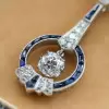 9ctw White and Blue Sapphire Art Deco Drop Earrings