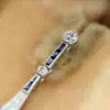 9ctw White and Blue Sapphire Art Deco Drop Earrings