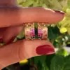 Flush Set Multicolor Sapphire Starry Hoop Earrings