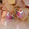 Flush Set Multicolor Sapphire Starry Hoop Earrings