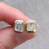 8ctw Emerald Cut Bezel Set Stud Earrings