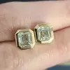 8ctw Emerald Cut Bezel Set Stud Earrings