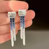 4ctw Round Cut Asymmetric Fringe Drop Earrings