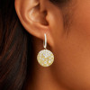 Flush Set Sandblasted Disc Starry Drop Earrings