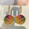Flush Set Sandblasted Disc Starry Drop Earrings