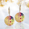 Flush Set Sandblasted Disc Starry Drop Earrings