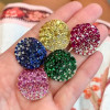 Multicolor Sapphire Paved Curved Disc Bold Stud Earrings