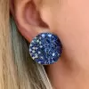 Multicolor Sapphire Paved Curved Disc Bold Stud Earrings