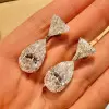 20ctw Pear and Trillion Cut Classic Drop Earrings