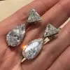 20ctw Pear and Trillion Cut Classic Drop Earrings