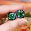 11ctw Cushion Cut Emerald Halo Stud Earrings