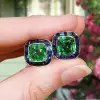11ctw Cushion Cut Emerald Halo Stud Earrings