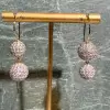 Two Tone Paved Double Ball Drop Earrings
