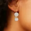 Two Tone Paved Double Ball Drop Earrings