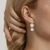Two Tone Paved Double Ball Drop Earrings
