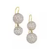 Two Tone Paved Double Ball Drop Earrings